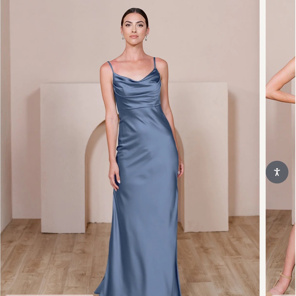 Revelry Skye Satin Dress in Indie Blue
